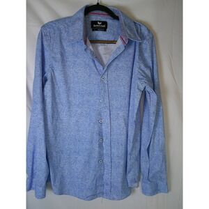 Buttercloth Men's Blue Speckled Long Sleeve Button Up Shirt Regular Fit Large